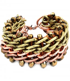 Multi Colored Bracelet Bead Metal Casting Metal Chains Linked Lobster Clasp 1 1 4 In 1992-99025COMLT