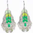 Green Earring Linear Drop Metal Casting Crystal Studs Bead 2 1 4 Inch Drop 1965-99853RDGRN