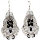 Black Earring Linear Drop Metal Casting Crystal Studs Bead 2 1 4 Inch Drop 1965-99853RDBLK