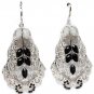 Black Earring Linear Drop Metal Casting Crystal Studs Bead 2 1 4 Inch Drop 1965-99853RDBLK