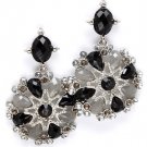Black Earring Linear Drop Metal Casting Crystal Studs 2 1 2 Inch Drop 1965-99832RDBLK