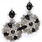 Black Earring Linear Drop Metal Casting Crystal Studs 2 1 2 Inch Drop 1965-99832RDBLK