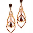 Brown Earring Linear Drop Crystal Studs Texture Pierced Faceted 3 Inch Drop 1965-99498BOBRO