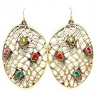 Multi Colored Earring Fish Hook Crystal Studs Texture Pierced 2 1 4 Inch Drop 1965-99407BOMLT