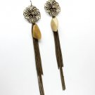 Clear Earring Linear Drop Fish Hook Crystal Stone Flower Formica Tassel Pierced 8 In 1965-99403BOCLR