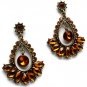 Brown Earring Tear Drop Crystal Studs Navette Cut Dangle 1 3 4 Inch Drop 1965-99326BOBRO