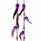 Purple Earring Oversized Linear Drop Feather Flower Leaves Pierced Tassel 16 Inch Dr 1965-99287BNPUR