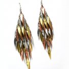 Multi Colored Earring Cascade Fish Hook Metal Casting Petal 4 Inch Drop 1965-99241THMLT