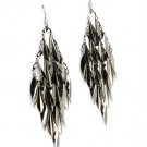 Silver Colored Earring Cascade Fish Hook Metal Casting Petal 4 Inch Drop 1965-99241RDSIV