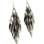 Silver Colored Earring Cascade Fish Hook Metal Casting Petal 4 Inch Drop 1965-99241RDSIV