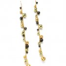 Black Earring Linear Drop Fish Hook Metal Ball Charm Pierced Texture 8 1 2 Inch Drop 1965-99232GDBLK