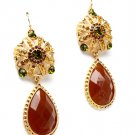 Brown Earring Linear Drop Fish Hook Crystal Studs Acrylic Pear Cut Pierced Texture 2 1965-99133GDBRO