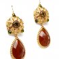 Brown Earring Linear Drop Fish Hook Crystal Studs Acrylic Pear Cut Pierced Texture 2 1965-99133GDBRO