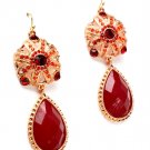 Red Earring Linear Drop Fish Hook Crystal Studs Acrylic Pear Cut Pierced Texture 2 3 1965-99133CORED