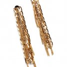 Clear Earring Linear Drop Crystal Studs Chain Tassel 4 1 2 Inch Drop 1965-99130GDCLR