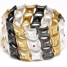 Multi Colored Bracelet Stretch Crystal Studs Metal Casting 1 1 2 Inch Width 1962-99187TTMLT