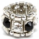Black Ring Adjustable Stretch Crystal Stone 3 4 Inch Width 19618-99681RDBLK