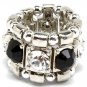 Black Ring Adjustable Stretch Crystal Stone 3 4 Inch Width 19618-99681RDBLK