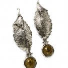 Black Earring Linear Drop Fish Hook Acrylic Leaves Faceted Texture 3 Inch Drop 1945-99690ASBKA