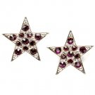 Purple Earring Post Earring Crystal Studs Texture Star 1 Inch Drop / 219205-0022RDPUR