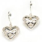 Silver Colored Earring Fish Hook Metal Casting Heart Pierced Texture 15 Mm Drop 210155-0595SVSIV