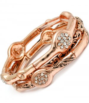 Clear Bracelet Stretch Stackable Crystal Studs Various Patterns Various Hoops 1 In 210152-02908COCLR