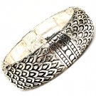 Silver Colored Bracelet Stretch Metal Casting Enamel Texture 20 Mm Width 210152-00884SOSIV