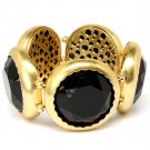 Black Bracelet Stretch Bangle Chunky Formica Faceted 1 1 4 Inch Width 121172-5291AGBLK