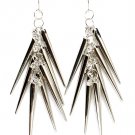 Clear Earring Linear Drop Fish Hook Horns Spike Crystal Studs Metal Casting 3 1 2 Inc 53530-824RDCLR