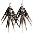 Clear Earring Linear Drop Fish Hook Horns Spike Crystal Studs Metal Casting 3 1 2 Inc 53530-824BNCLR