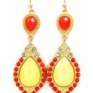 Yellow Earring Fish Hook Studed Bead Crystal Stsuds Matte Finish Formica Faceted Tex 4555-99315MGYEW