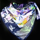 Multi Colored Fashion Scarf Crinkle Square Flower Print 50% Cotton 50% Polyester 36 In 45196-1083MLT
