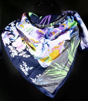 Multi Colored Fashion Scarf Crinkle Square Flower Print 50% Cotton 50% Polyester 36 In 45196-1083MLT