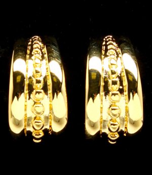Gold Colored Earring Clip On Metal Casting Arch Texture 1 Inch Drop 32533-09323GDGOD