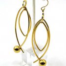 Gold Colored Earring Linear Drop High Polished Metal Ball Dangling 2.25 Inch Long 32528-72058GDGOD