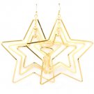 Gold Colored Earring Fish Hook Oversized Metal Casting Star Interlaced 3 1 4 Inch D 32528-71623GDGOD