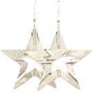 Silver Colored Earring Fish Hook Bead Star Metal Casting 3 1 2 Inch Drop 32528-71415RDSIV