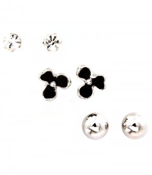 Clear Earring Post Earring 3 Pair Set Crystal Studs Enamel 8 Mm Drop 32528-43818RDCLR