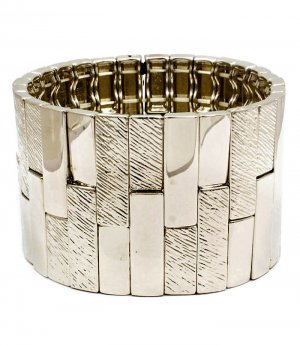 Silver Colored Bracelet Stretch Various Finishes Natural Patterns Scratch Marks Met 32233-08408RDSIV