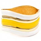 Yellow Bracelet Hinge Wavy Pattern Enamel Metal Casting 1 1 2 Inch Width 32230-56142GDYEW