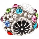 Multi Colored Ring Adjustable Stretch Crytal Studs Acrylic Stone 1 Inch Tall 321829-3518RDMLT