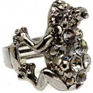 Black Ring Adjustable Stretch Glass Stone Crystal Studs Frog Crown Texture 1 1 4 In 3101827-519BNBKA