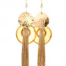 Cream Earring Fish Hook Patina Bead Tassel Texture 4 Inch Drop 25185-3087GDCRM