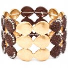 Brown Bracelet Bangle Stretch Crystal Studs Tear Drop Matte Finish Texture 2 1 4 In 25182-50162GDBRO