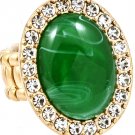 Green Ring Adjustable Stretch Oval Crystal Stud Formica Cabochon Texture 1 1 4 Inch 251818-2136MGGRN