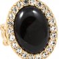 Black Ring Adjustable Stretch Oval Crystal Stud Formica Cabochon Texture 1 1 4 Inch 251818-2136MGBLK