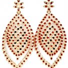 Red Earring Post Earring Crystal Studs Leaves Metal Casting Texture 3 1.4 Inch Drop 219205-3126GDRED