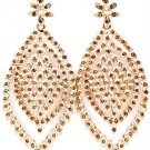 Brown Earring Post Earring Crystal Studs Leaves Metal Casting Texture 3 1.4 Inch Dr 219205-3126GDBRO