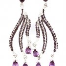 Purple Earring Post Earring Crystal Studs Tear Drop Acrylic Stone Prong Set Texture 219205-3117RDPUR