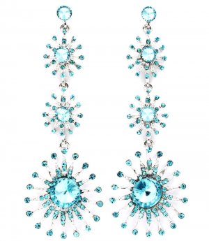 Teal Earring Post Earring Stud Glass Stone Texture 3 1 2 Inch Drop 219205-3116RDTEL